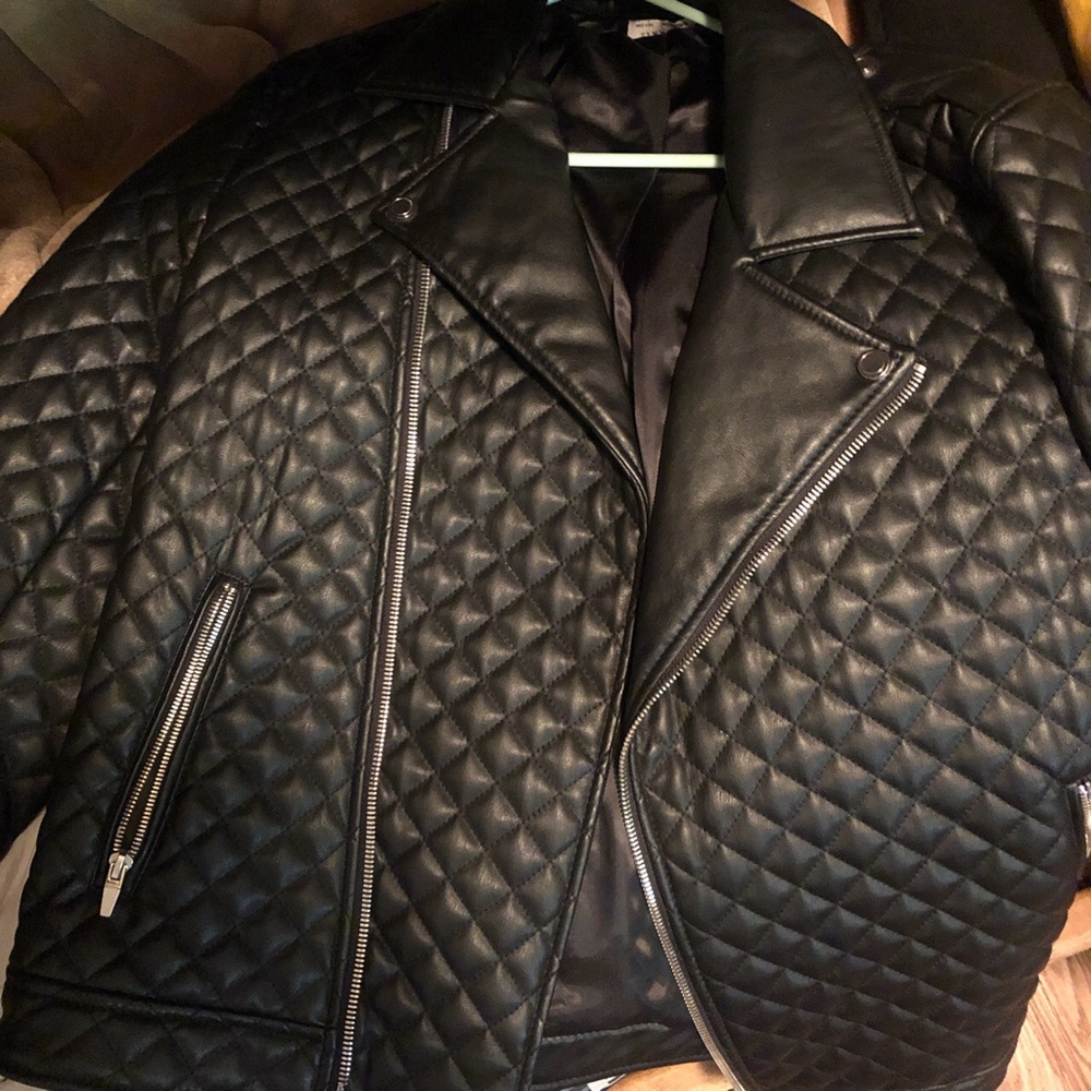 Zara Mens Leather Biker Jacket